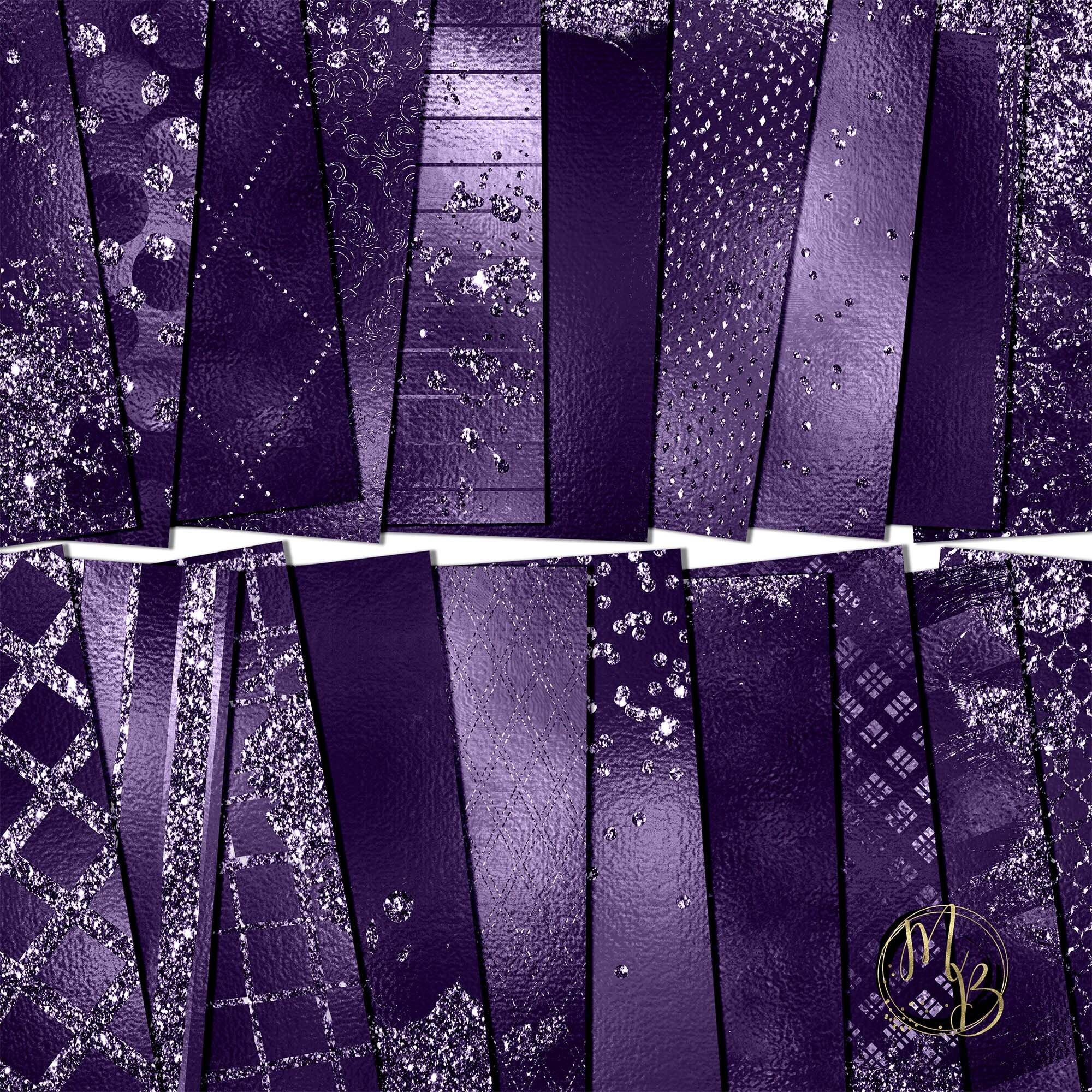 girly Sassy Dark Purple and Silver Digital Paper Download scrapbook paper digital background 20 12x12 JPG glitter foil textures diamonds