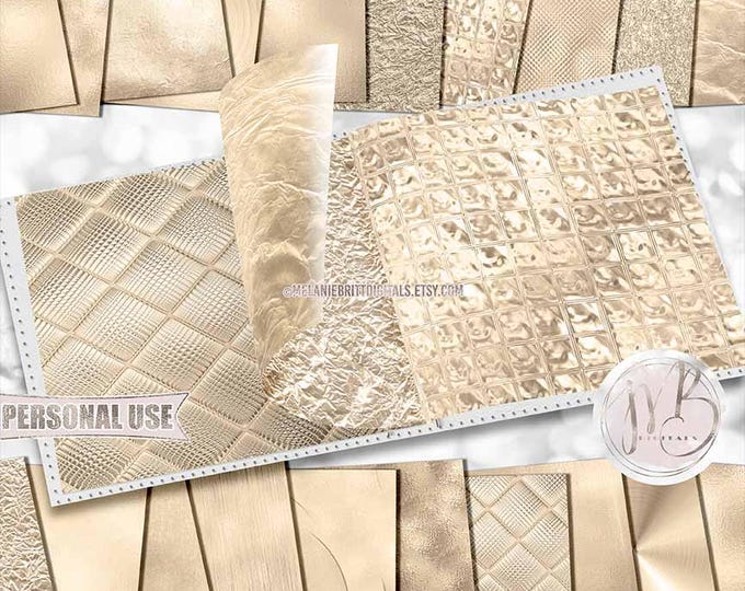 Vanilla Cream Opulent Scrapbook Paper Download • Unique Metallic Shimmering Foil • Scrapbooking Printable