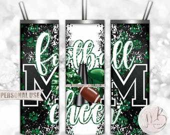 Green Mom of Both Football and Cheer 20oz Skinny Tumbler Wrap Sublimation Design • Paw Prints Mom Gift • DIY Print and Press