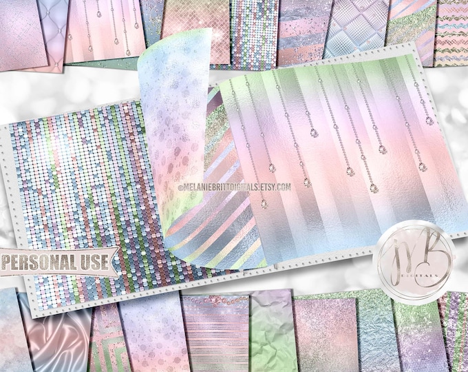 Easter Pastels Luxury Scrapbook Paper Download • Luxurious Sparkling Glitter and Foil Shimmer • Printable Paper Crafts 20 12x12 JPG & PDF