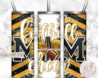 Athletic Gold Mom of Both Football and Cheer 20oz Skinny Tumbler Wrap Sublimation Design • Chevron Mom Gift • DIY Print and Press