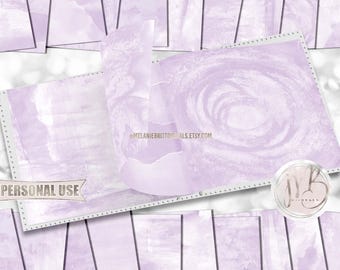Lavender Watercolor Scrapbook Paper Download • Unique Mixed Media Paint Design • DIY Printable Paper Crafts 20 12x12 JPG & PDF