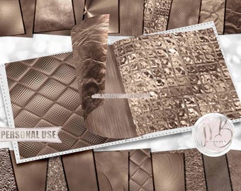Taupe Brown Opulent Scrapbook Paper Download • Unique Metallic Shimmering Foil Design • DIY Printable Paper Crafts 20 12x12 JPG & PDF