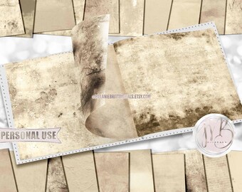 Champagne Grunge Scrapbook Paper Download • Distressed Worn Vintage Antiqued Design • DIY Printable Paper Crafts 20 12x12 JPG & PDF