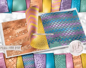 Fairytale Glam Scrapbook Paper Download • Sparkling Glitter Splashes and Shimmering Foil Design • Printable Paper Crafts 20 12x12 JPG & PDF