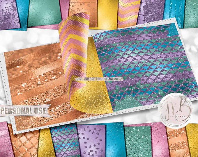 Fairytale Glam Scrapbook Paper Download • Sparkling Glitter Splashes and Shimmering Foil Design • Printable Paper Crafts 20 12x12 JPG & PDF