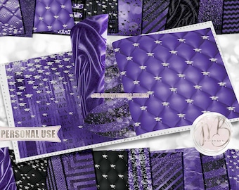 Purple Luxury Graduation Scrapbook Paper Design • Luxurious Diamond Mortarboards • DIY Printable Paper Crafts 20 12x12 JPG & PDF
