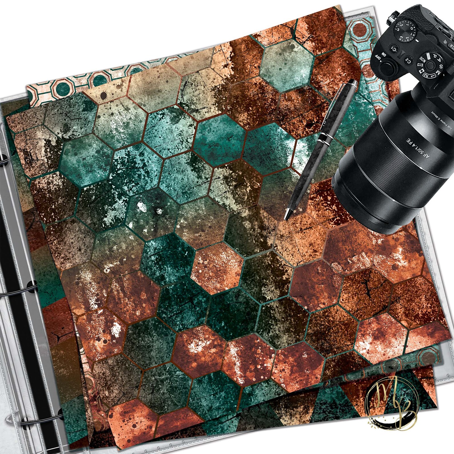 Download Grunge Digital Pattern Paper Download copper patina color ...