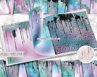 Iridescent Leopard Drips Scrapbook Paper Download • Dripping Paint Glitter Sparkles & Foil Shimmer • Printable Paper Crafts 20 12x12 JPG PDF