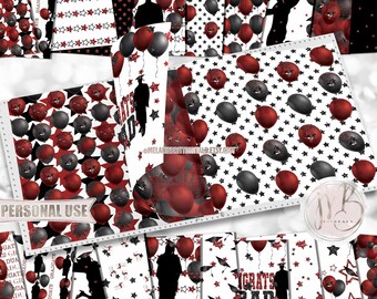 Maroon Graduation Party Scrapbook Paper Download • Boy and Girl Graduates Senior Celebration • Printable Paper Crafts 20 12x12 JPG & PDF