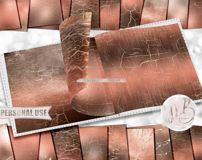 Beige and Peach Shattered Scrapbook Paper Download • Gold Crackle Shimmering Foil Design • DIY Printable Paper Crafts 20 12x12 JPG & PDF