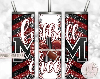 Maroon Mom of Both Football and Cheer 20oz Skinny Tumbler Wrap Sublimation Design • Chevron Mom Gift • DIY Print and Press