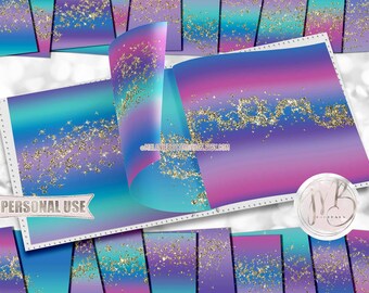 Ombre Rainbow Sparklers Scrapbook Paper Download • Gold Glitter Sparkles Party Celebration • Printable Paper Crafts 20 12x12 JPG & PDF