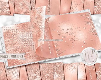 Blush Peach Metallic Flakes Scrapbook Paper Download • Shimmering Foil Flakes Design • Printable Paper Crafts 20 12x12 JPG & PDF