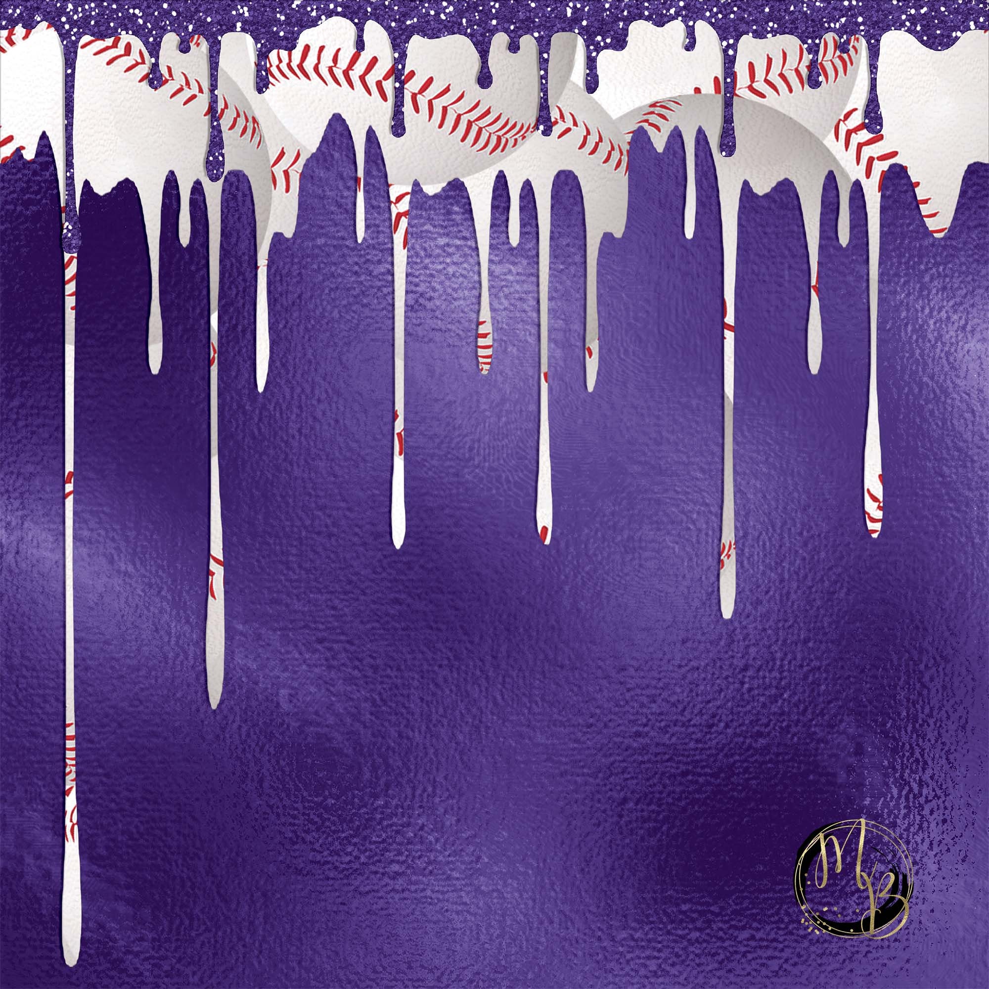 Purple Baseball Dripping Paint Digital Paper Download with | Etsy