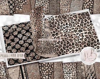 Glam Classic Leopard Print Scrapbook Paper Download • Sparkling Glitter and Shimmering Foil Design • Printable Paper Crafts 20 12x12 JPG PDF