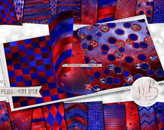 Patriotic Opulent Patterned Scrapbook Paper Download • Unique Metallic Shimmering Foil • Scrapbooking Printable