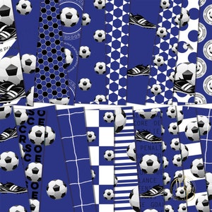 Royal Blue Soccer Scrapbook Paper Download • School Sports Cleats Ball Goal Sports Team • Printable Paper Crafts 20 12x12 JPG & PDF