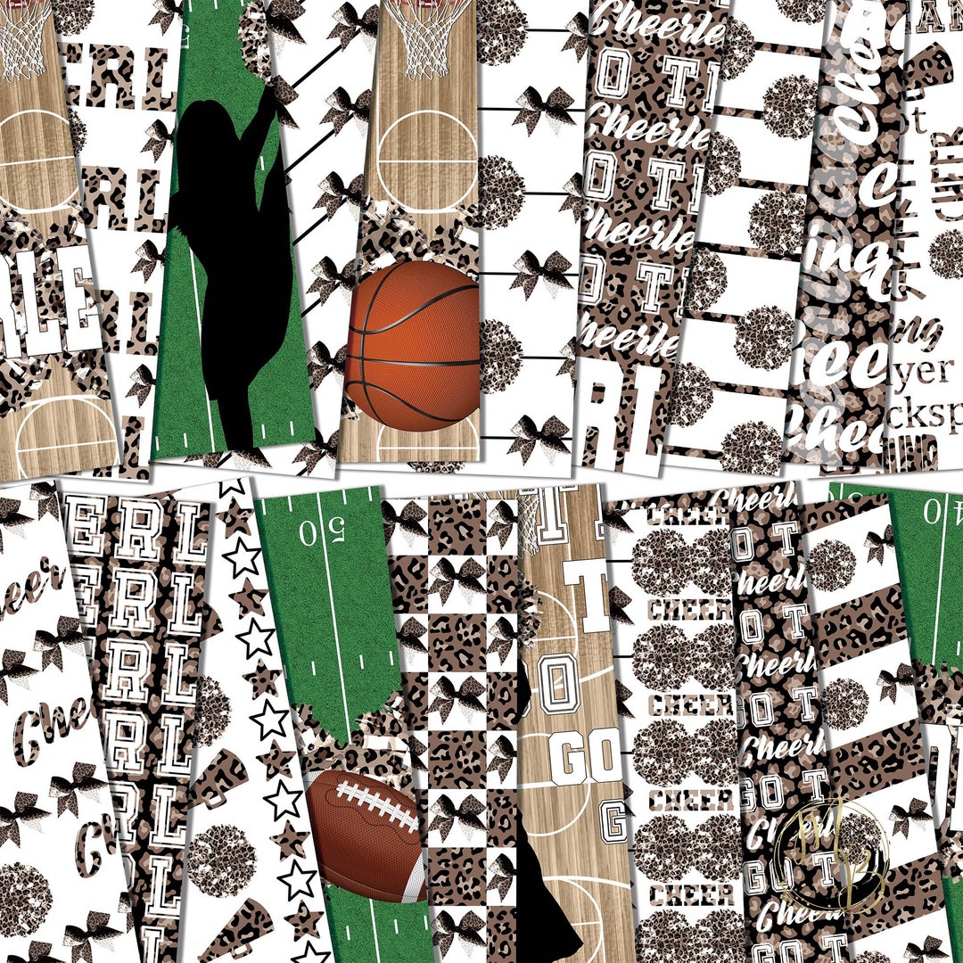 Cheerleading Scrapbook Paper Download Leopard Print Shiny Pom Poms Bows