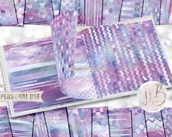 Blue and Purple Watercolor Scrapbook Paper Download • Patterned Watercolor Paint Design • Printable Paper Crafts 20 12x12 JPG & PDF