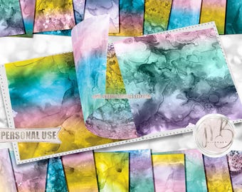 Summer Alcohol Ink Scrapbook Paper Download • Abstract Fluid Art Inked Design • Printable Paper Crafts 20 12x12 JPG & PDF