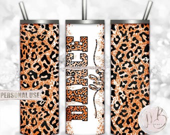 Dance Life 20oz Skinny Tumbler Wrap Sublimation Design Download • Leopard Print Orange Glitter Dance Team Gift • DIY Print and Press