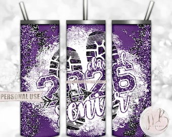 Purple Cross Country XC Senior 2026 Glitter 20oz Skinny Tumbler Wrap Sublimation Design • Shoeprints CC Senior Gift • DIY Print and Press