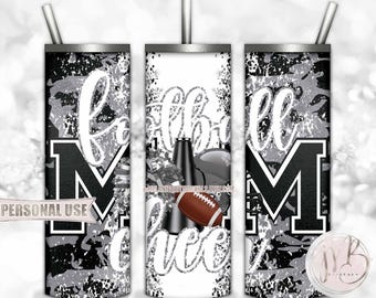 Silver Mom of Both Football and Cheer 20oz Skinny Tumbler Wrap Sublimation Design • Camouflage Mom Gift • DIY Print and Press