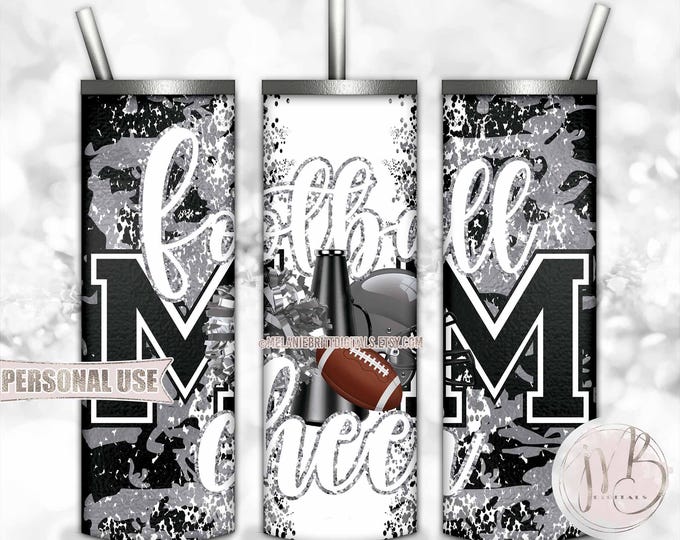 Silver Mom of Both Football and Cheer 20oz Skinny Tumbler Wrap Sublimation Download • Camouflage Mom Gift • DIY Print and Press