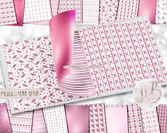 Pink Awareness Scrapbook Paper Download • Scrapbooking for a Cause Support Squad • Printable Paper Crafts 20 12x12 JPG & PDF