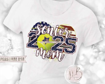 Patriotic Tennis 2025 Senior Mom Heart T-Shirt Sublimation Design • Senior Night Tee for Mom American USA Flag • DIY Print and Press