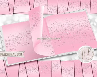 Ombre Baby Pink Sparklers Scrapbook Paper Download • Gender Reveal Party Sparkling Glitter Design • Printable Paper Crafts 20 12x12 JPG PDF