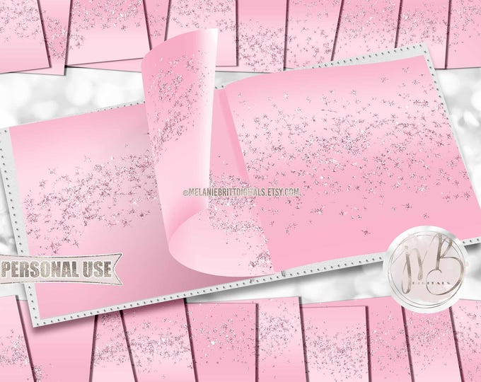 Ombre Baby Pink Sparklers Scrapbook Paper Download • Gender Reveal Party Sparkling Glitter Design • Printable Paper Crafts 20 12x12 JPG PDF