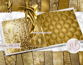 Dijon Yellow Luxury Scrapbook Paper Download • Luxurious Design Sparkling Glitter Shimmering Foil • Printable Paper Crafts 20 12x12 JPG PDF