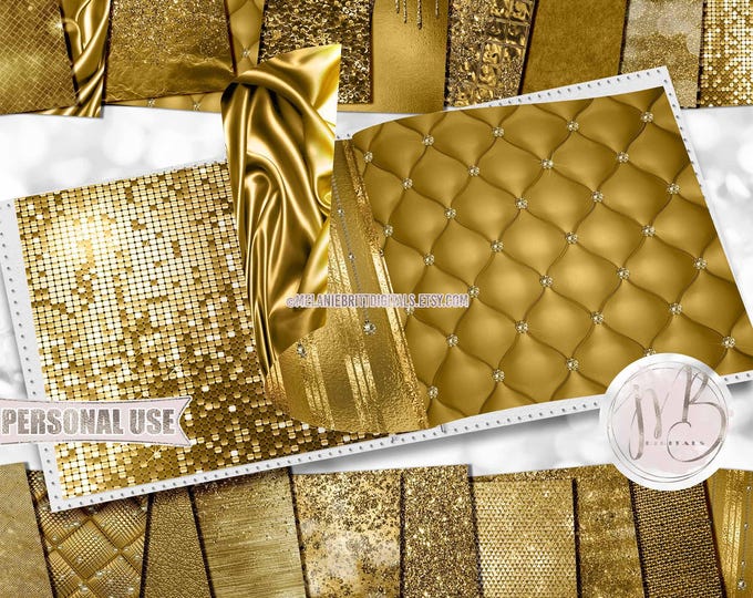 Dijon Yellow Luxury Scrapbook Paper Download • Luxurious Design Sparkling Glitter Shimmering Foil • Printable Paper Crafts 20 12x12 JPG PDF