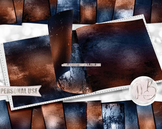 Bronze Prussian Polished Grunge Scrapbook Paper Download • Shimmering Distressed Vintage • DIY Scrapbooking Printable 20 12x12 JPG PDF