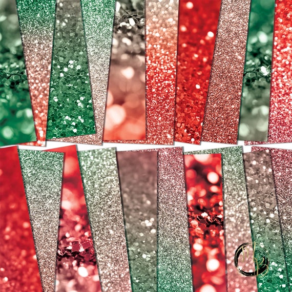 Christmas Ombre Bokeh Glitter Scrapbook Paper Download Sparkling Glitter  Design Red and Green Printable Paper Crafts 20 12x12 JPG 