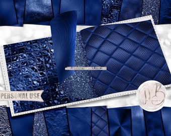 Royal Blue Opulent Scrapbook Paper Design Download • Unique Metallic Shimmering Foils • DIY Printable Paper Crafts 20 12x12 JPG & PDF