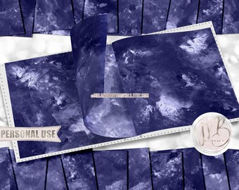 Navy Blue Watercolor Scrapbook Paper Download • Soft Delicate Mixed Media Paint Design • Printable Paper Crafts 20 12x12 JPG & PDF