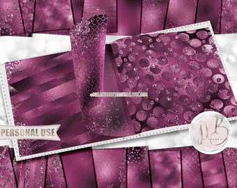Magenta Glam Scrapbook Paper Download • Sparkling Glitter and Shimmering Foil Design • DIY Printable Paper Crafts 20 12x12 JPG & PDF