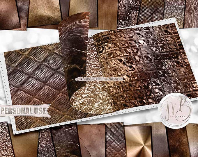 Sepia Opulent Scrapbook Paper Download • Unique Metallic Shimmering Foil • Scrapbooking Printable