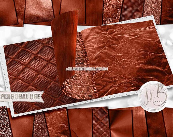 Burnt Orange Opulent Scrapbook Paper Download • Unique Metallic Shimmering Foil • Scrapbooking Printable