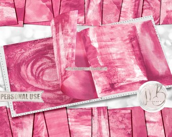 Hot Pink Watercolor Scrapbook Paper Download • Unique Mixed Media Paint Design • DIY Printable Paper Crafts 20 12x12 JPG & PDF