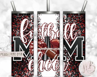 Maroon Mom of Both Football and Cheer 20oz Skinny Tumbler Wrap Sublimation Design • Leopard Print Mom Gift • DIY Print and Press
