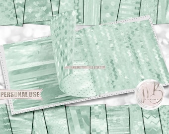 Mint Watercolor Scrapbook Paper Download • Patterned Messy Paint Design • Printable Paper Crafts 20 12x12 JPG & PDF