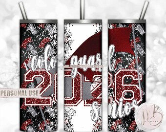 Maroon and Silver Color Guard Senior 2026 20oz Skinny Tumbler Wrap Sublimation Design • Flag Performance Grad Gift  • DIY Print and Press