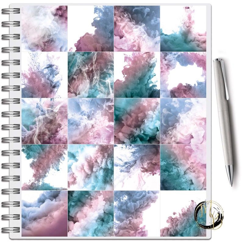 Download Smoke Digital Paper pink teal & blue color combinations | Etsy