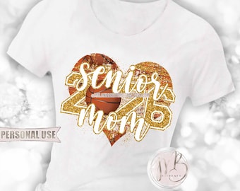 Athletic Gold Basketball Senior 2026 Mom Heart T-Shirt Sublimation Download • DIY Print and Press