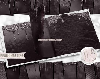 Grape Thistle Dripping Glitter Scrapbook Paper Download • Sparkling Glitter Drips Shimmering Foil • Printable Paper Crafts 20 12x12 JPG PDF