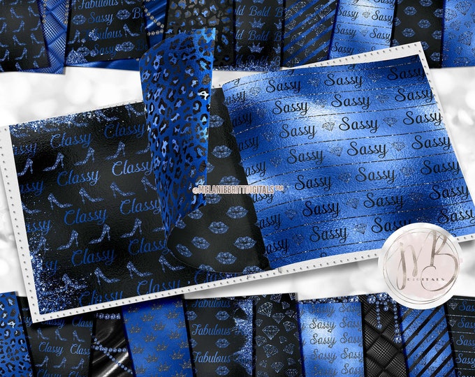 Cobalt Blue and Black Sassy Scrapbook Paper Download • Diamond Bling • Scrapbooking Printable